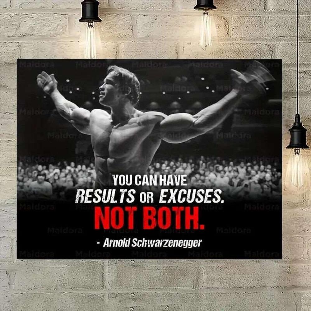 Arnold Schwarzenegger "You Can Have Results Or Excuses, Not Both" 12" x 16" Canvas Print Style Your Walls